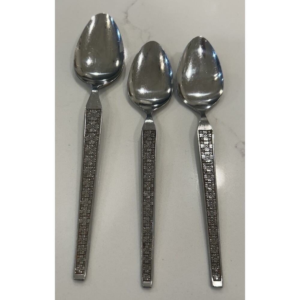 Vtg Riviera Torino Stainless Steel Flatware 1 Serving‎ Spoon 2 Dessert Spoons